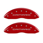 MGP 4 Caliper Covers Engraved Front Gen 4/Camaro Engraved Rear Gen 4/Z28 Red finish silver ch
