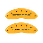 MGP 4 Caliper Covers Engraved Front Gen 5/Camaro Engraved Rear Gen 5/RS Yellow finish black ch