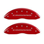 MGP 4 Caliper Covers Engraved Front Gen 5/Camaro Engraved Rear Gen 5/SS Red finish silver ch