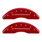 MGP 4 Caliper Covers Engraved Front Gen 5/Camaro Engraved Rear Gen 5/Z28 Red finish silver ch