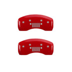 MGP 4 Caliper Covers Engraved Front JEEP Engraved Rear JEEP Grill logo Red finish silver ch