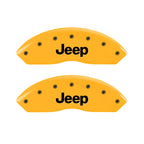 MGP 4 Caliper Covers Engraved Front JEEP Engraved Rear JEEP Grill logo Yellow finish black ch