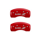 MGP 4 Caliper Covers Engraved Front Lincoln Engraved Rear MKZ Red finish silver ch
