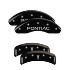 MGP 4 Caliper Covers Engraved Front Pontiac Engraved Rear Arrow Black finish silver ch