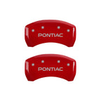MGP 4 Caliper Covers Engraved Front & Rear 06-09 Pontiac Solstice Red Finish Silver Pontiac Logo