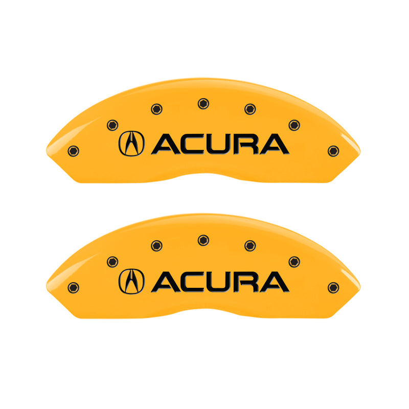 MGP 4 Caliper Covers Engraved Front & Rear Acura Yellow finish black ch
