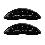 MGP 4 Caliper Covers Engraved Front & Rear Avalanche Black finish silver ch