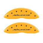 MGP 4 Caliper Covers Engraved Front & Rear Avalanche Yellow finish black ch