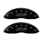 MGP 4 Caliper Covers Engraved Front & Rear Avalanche style/SS Black finish silver ch