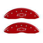 MGP 4 Caliper Covers Engraved Front & Rear Bowtie Red Finish Silver Char 2014 Chevrolet Express 2500