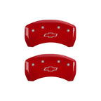MGP 4 Caliper Covers Engraved Front & Rear Bowtie Red finish silver ch