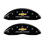 MGP 4 Caliper Covers Engraved Front & Rear Chevy Racing Black Finish Silver Char 2016 Chevrolet SS