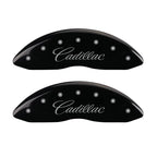 MGP 4 Caliper Covers Engraved Front & Rear Cursive/Cadillac Black finish silver ch