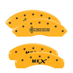 MGP 4 Caliper Covers Engraved Front & Rear Cursive/Cadillac Yellow finish black ch