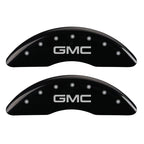 MGP 4 Caliper Covers Engraved Front & Rear GMC Black finish silver ch