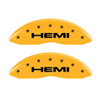 MGP 4 Caliper Covers Engraved Front & Rear Hemi Yellow finish black ch