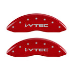 MGP 4 Caliper Covers Engraved Front & Rear I-Vtec Red Finish Silver Char 2016 Acura RDX