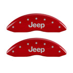 MGP 4 Caliper Covers Engraved Front & Rear JEEP Red finish silver ch