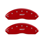 MGP 4 Caliper Covers Engraved Front & Rear MGP Red Finish Silver Char 2017 Nissan Armada