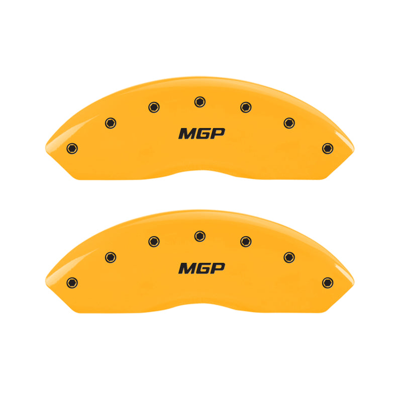 MGP 4 Caliper Covers Engraved Front & Rear MGP Yellow Finish Black Char 2017 Toyota Corolla IM