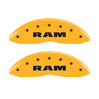 MGP 4 Caliper Covers Engraved Front & Rear RAM Yellow finish black ch