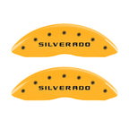 MGP 4 Caliper Covers Engraved Front & Rear Silverado Yellow finish black ch