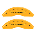 MGP 4 Caliper Covers Engraved Front & Rear Silverado Yellow finish black ch
