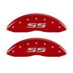 MGP 4 Caliper Covers Engraved Front & Rear Silverado style/SS Red finish silver ch
