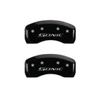 MGP 4 Caliper Covers Engraved Front & Rear Sonic Black finish silver ch