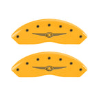MGP 4 Caliper Covers Engraved Front & Rear Style 1/Chrysler Wing Yellow finish black ch