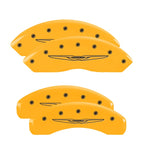 MGP 4 Caliper Covers Engraved Front & Rear Style 2/Chrysler Wing Yellow finish black ch