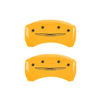 MGP 4 Caliper Covers Engraved Front & Rear Style 2/Chrysler Wing Yellow finish black ch