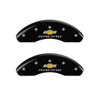 MGP Front set 2 Caliper Covers Engraved Front Chevy racing Black finish silver ch