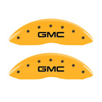 MGP Front set 2 Caliper Covers Engraved Front GMC Yellow finish black ch