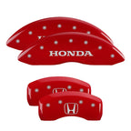 MGP Front set 2 Caliper Covers Engraved Front Honda Red finish silver ch