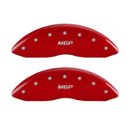 MGP Front set 2 Caliper Covers Engraved Front MGP Red finish silver ch