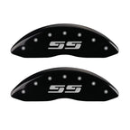 MGP Front set 2 Caliper Covers Engraved Front Silverado style/SS Black finish silver ch