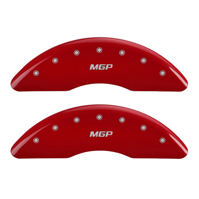 MGP 4 Caliper Covers Engraved Front and Rear: Red Powder Coat Finish, Silver Characters