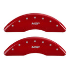 MGP 4 Caliper Covers Engraved Front and Rear: Red Powder Coat Finish, Silver Characters