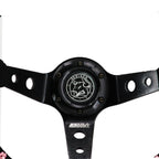 Blessed Universal 350mm 3" Deep Dish 6-Bolt Steering Wheel Red Suede Alcantara - Bull Boost Performance