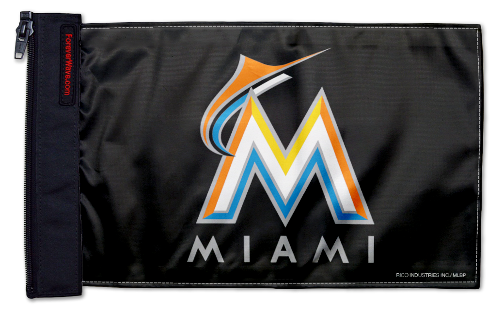 Miami Marlins 11"x17" Forever Wave Flag for Jeep Wrangler CJ-7 and CJ-8 1976-1986