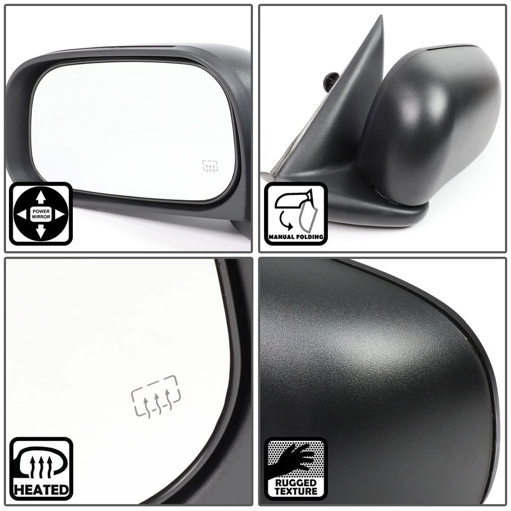 2005-2011 Dodge Dakota Powered Heated Side Mirror Left Black