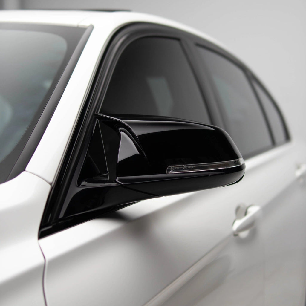 M Style High Gloss Black ABS Mirror Caps - BMW F2X, F3X, F87 M2, E84 X1 | Palenon Performance