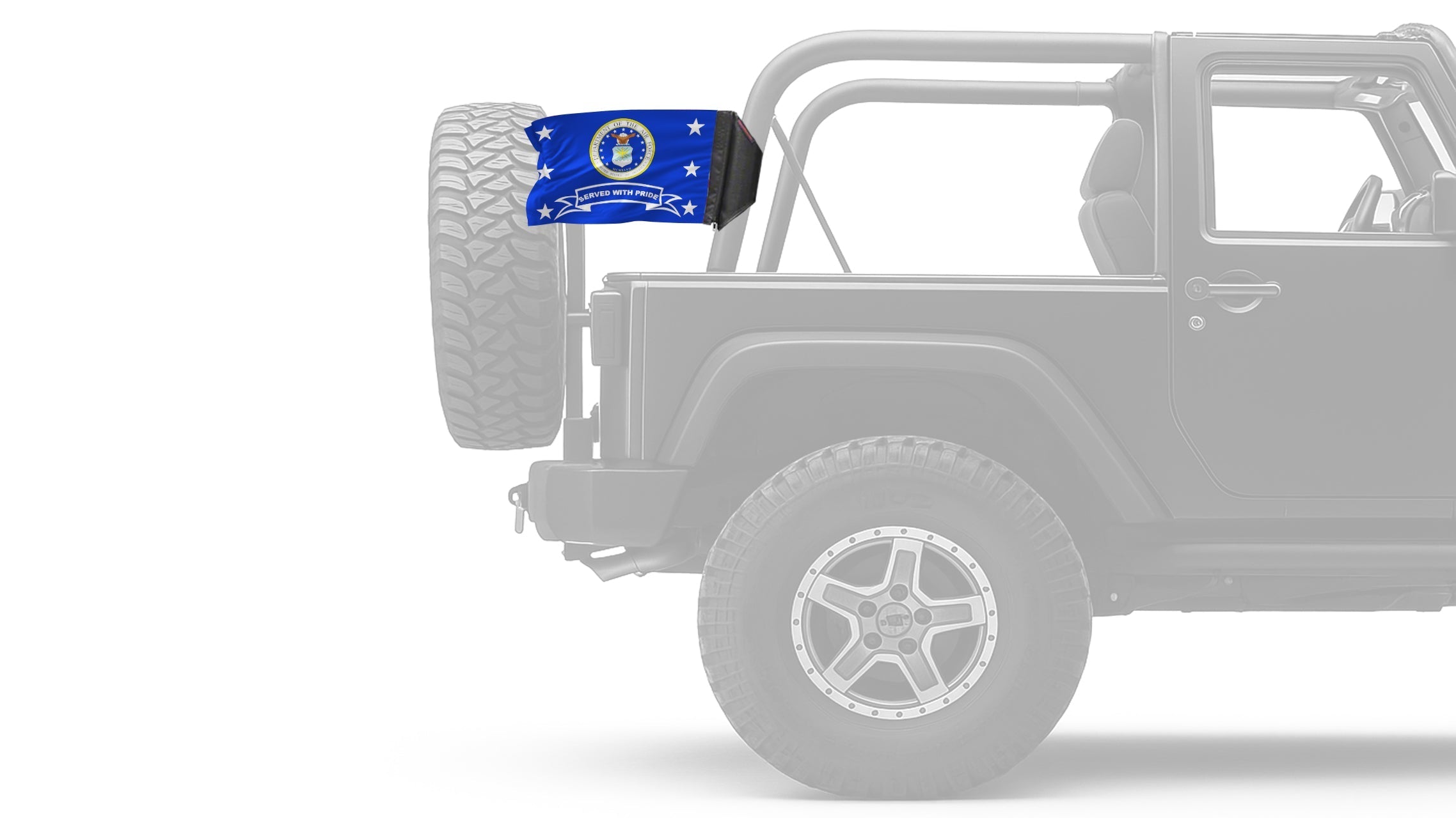 Air Force Served With Pride 12"x18" Forever Wave Flag for Jeep Wrangler JKU 4-Door 2007-2018