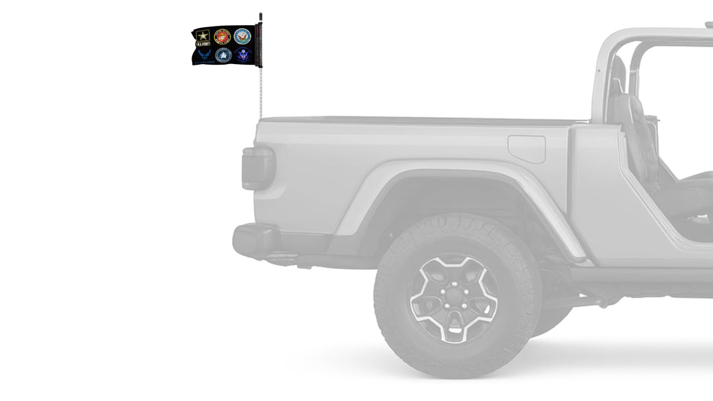 Armed Forces 12"x18" Forever Wave Flag for Jeep Wrangler JL 2-Door 2018-Present