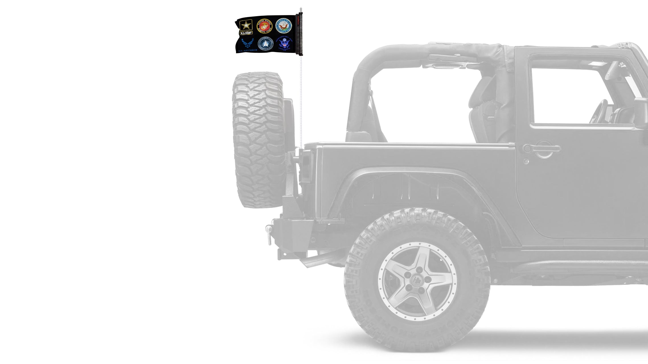 Armed Forces 12"x18" Forever Wave Flag for Jeep Wrangler JL 2-Door 2018-Present