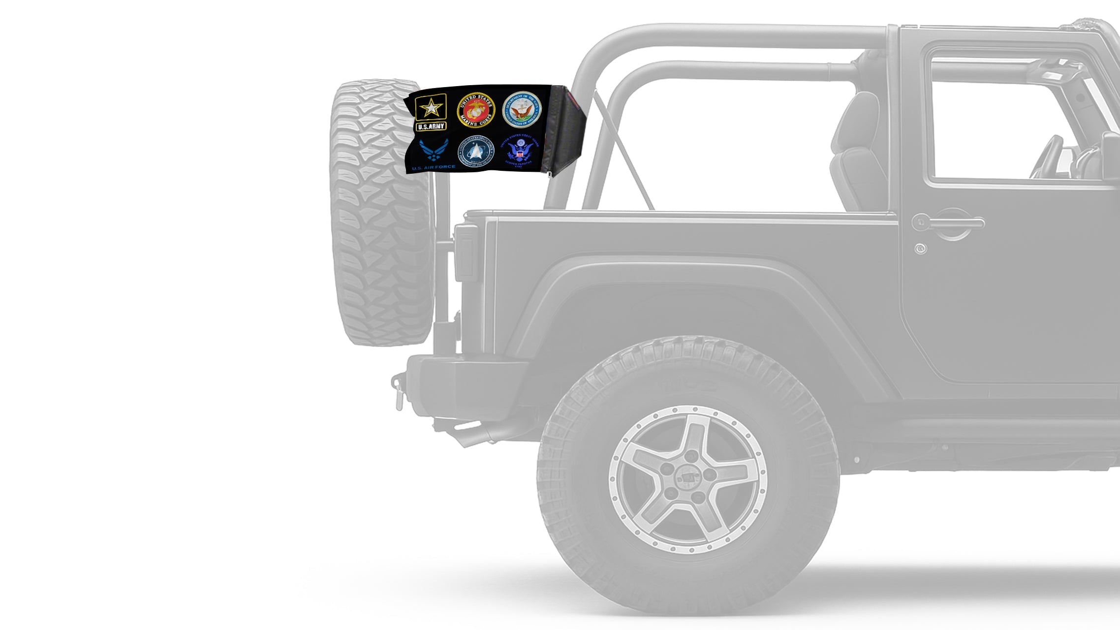 Armed Forces 12"x18" Forever Wave Flag for Jeep Wrangler JL 2-Door 2018-Present