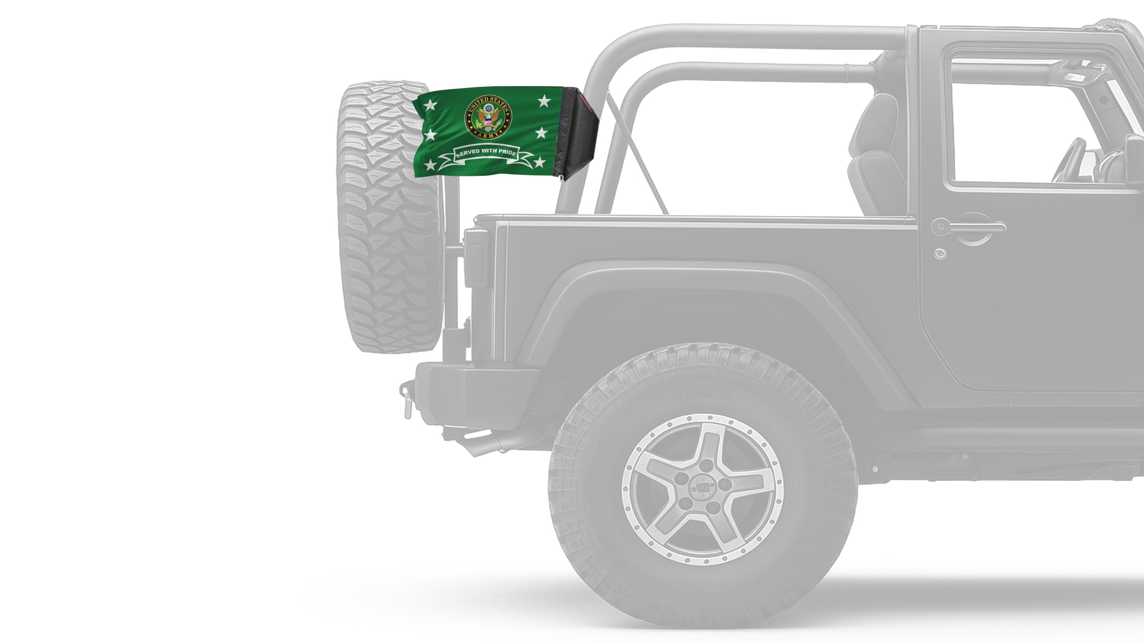 Army Served With Pride 12"x18" Forever Wave Flag for Jeep Wrangler CJ-7 and CJ-8 1976-1986