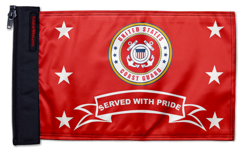 Coast Guard Served With Pride 12"x18" Forever Wave Flag for Jeep Wrangler CJ-7 and CJ-8 1976-1986