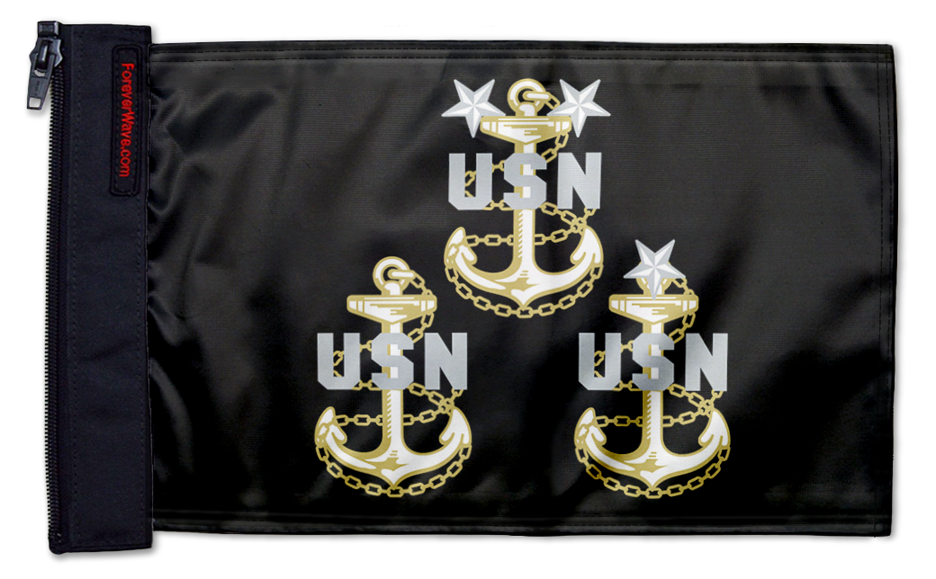 Navy Chief Petty Officers 12"x18" Forever Wave Flag for Jeep Wrangler JK 2-Door 2007-2018